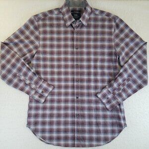 WRK 4-Way Stretch Button Up Shirt SIZE 15.5 42" Chest Regular Burgundy Blue